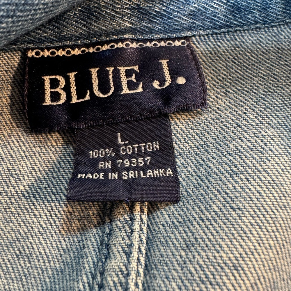 Blue J. Vintage Denim Duster Coat Maxi Trench Jacket Large - Picture 5 of 5
